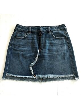 PacSun Jean Mini‎ Skirt Blue Denim Exposed Zipper Raw Hem Women’s Size 27